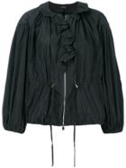 Giambattista Valli Puff Sleeve Ruffle Front Jacket - Black