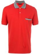 Fay Contrast Collar Polo Shirt - Red