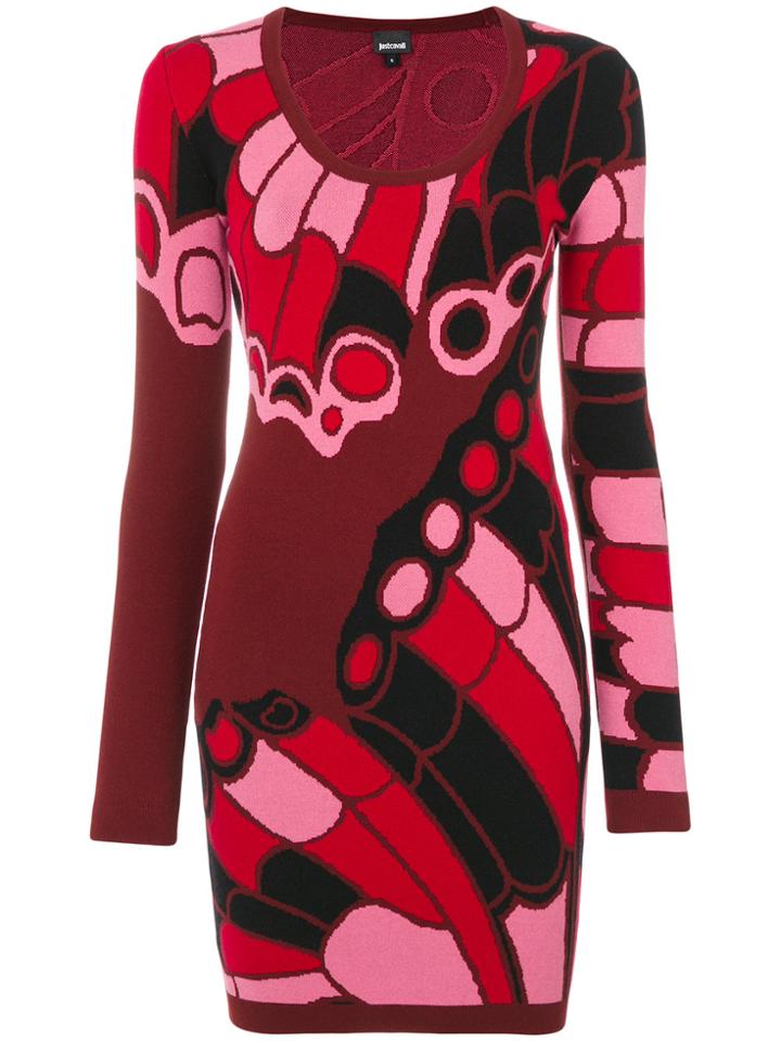 Just Cavalli Intarsia Knit Dress - Red