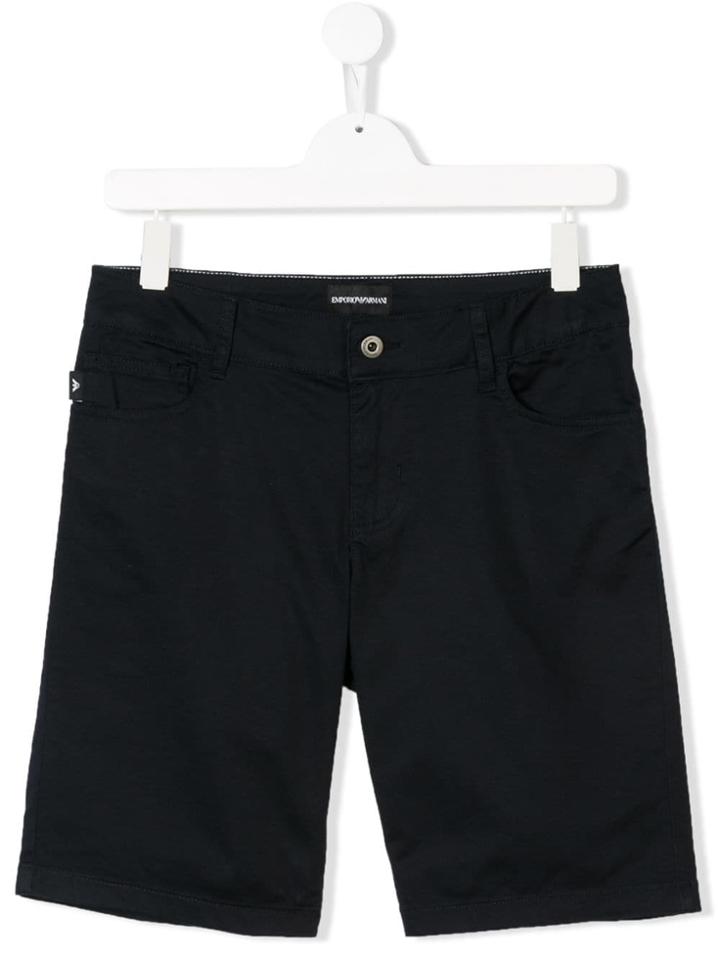 Emporio Armani Kids Teen Classic Denim Shorts - Blue