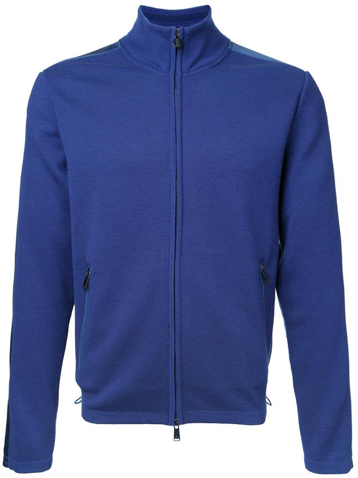 Kent & Curwen Contrast Panel Cardigan, Men's, Size: Xl, Blue, Wool
