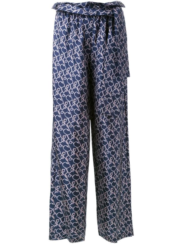 3.1 Phillip Lim Printed Satin Palazzo Pants, Women's, Size: 4, Blue, Silk