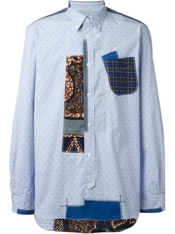Junya Watanabe Comme Des Garçons Man Patchwork Shirt, Men's, Size: M, Blue, Cotton/linen/flax