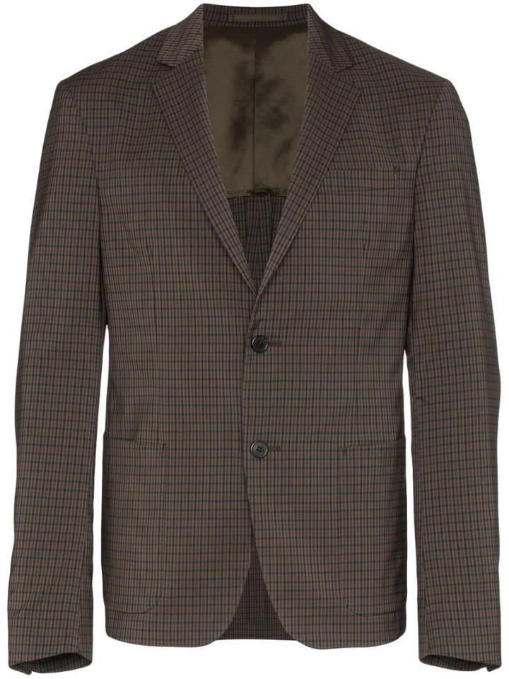 Prada Single-breasted Check Blazer - Grey