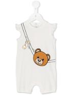 Teddy Bear Romper - Kids - Cotton/spandex/elastane - 0-3 Mth, White, Moschino Kids