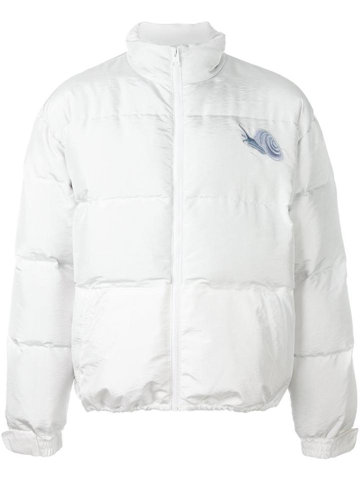 J.w.anderson Snail Patch Down Jacket, Men's, Size: 44, White, Feather Down/polyamide/polyester/viscose