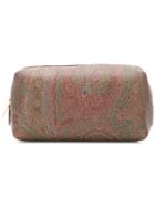 Etro Paisley Embroidered Make-up Bag - Brown