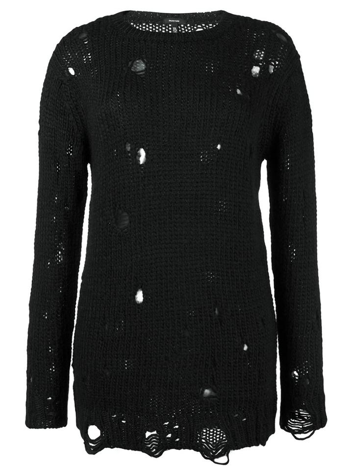 R13 Distressed Jumper, Women's, Size: Xs, Black, Acrylic/alpaca/merino