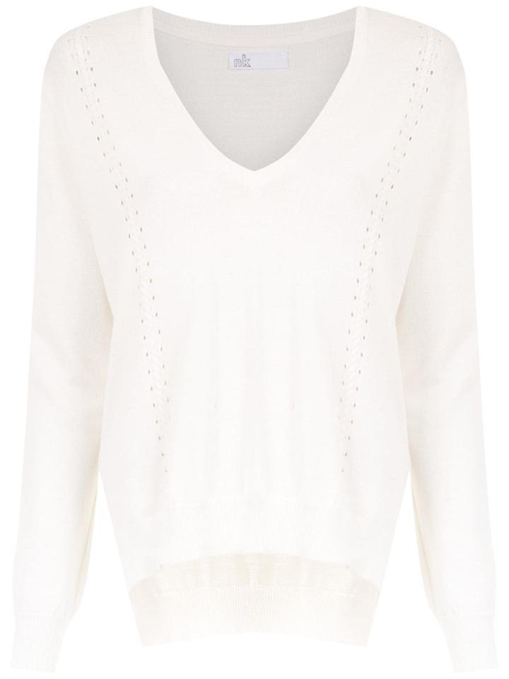 Nk V-neck Knitted Jumper - White