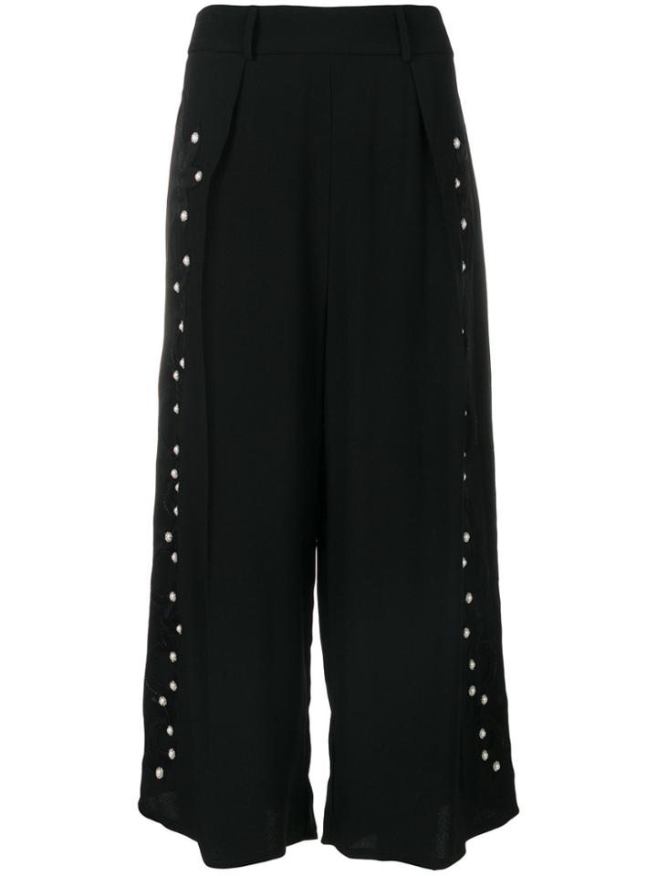 Wandering Pearl Embellished Culottes - Black