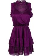 Iro Ruffle Trim Jacquard Dress - Pink & Purple