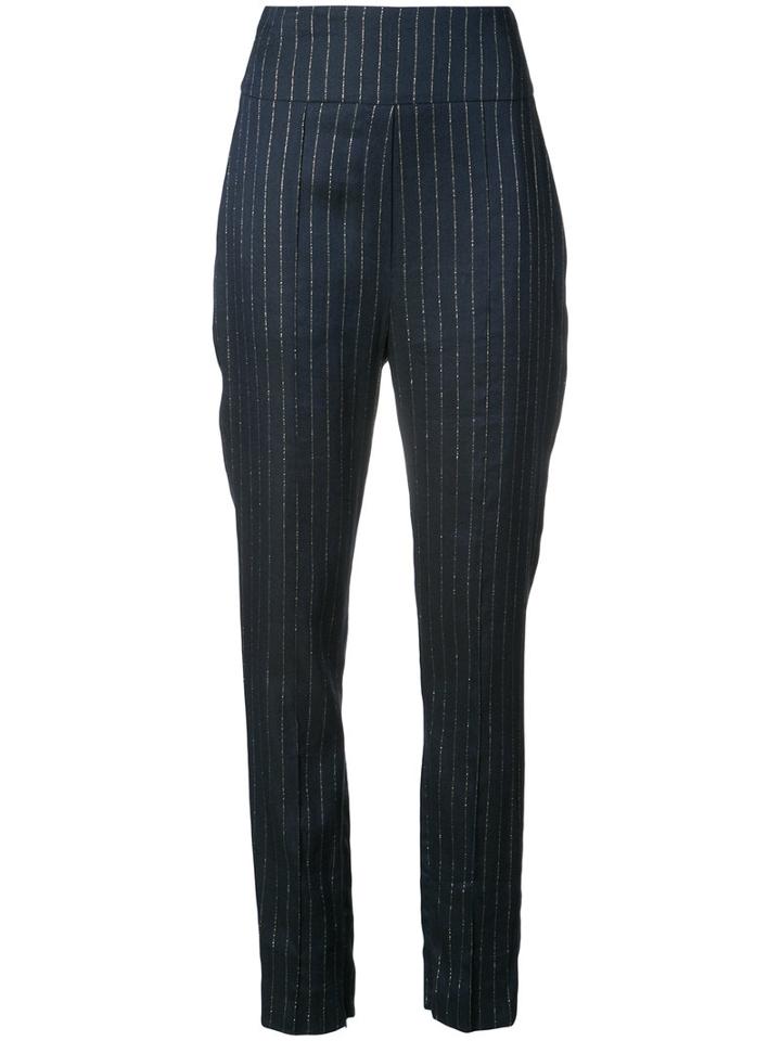 Alexandre Vauthier - Pinstripe Trousers - Women - Linen/flax/lurex/viscose - 38, Blue, Linen/flax/lurex/viscose
