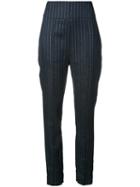 Alexandre Vauthier - Pinstripe Trousers - Women - Linen/flax/lurex/viscose - 38, Blue, Linen/flax/lurex/viscose