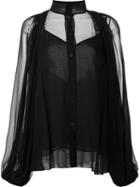 Vera Wang Mandarin Collar Blouse, Women's, Size: 4, Black, Silk