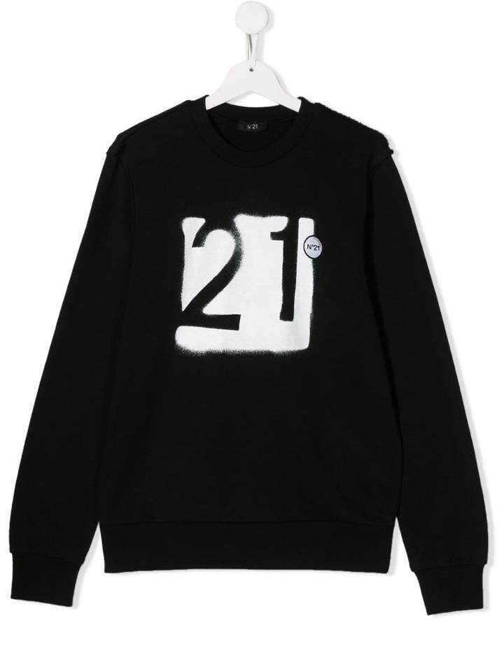 Nº21 Kids Teen Graffiti Logo Sweatshirt - Black
