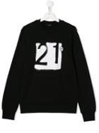 Nº21 Kids Teen Graffiti Logo Sweatshirt - Black