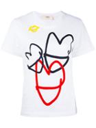 Ports 1961 Stylised Lips Print T-shirt, Women's, Size: Large, White, Cotton/polyurethane