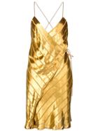 Michelle Mason Strappy Wrap Mini Dress - Gold