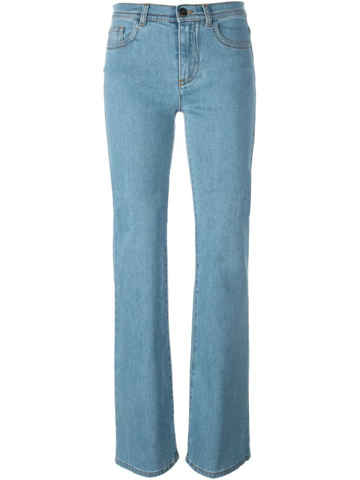 Fendi Bootcut Jeans, Women's, Size: 40, Blue, Cotton/spandex/elastane/calf Leather