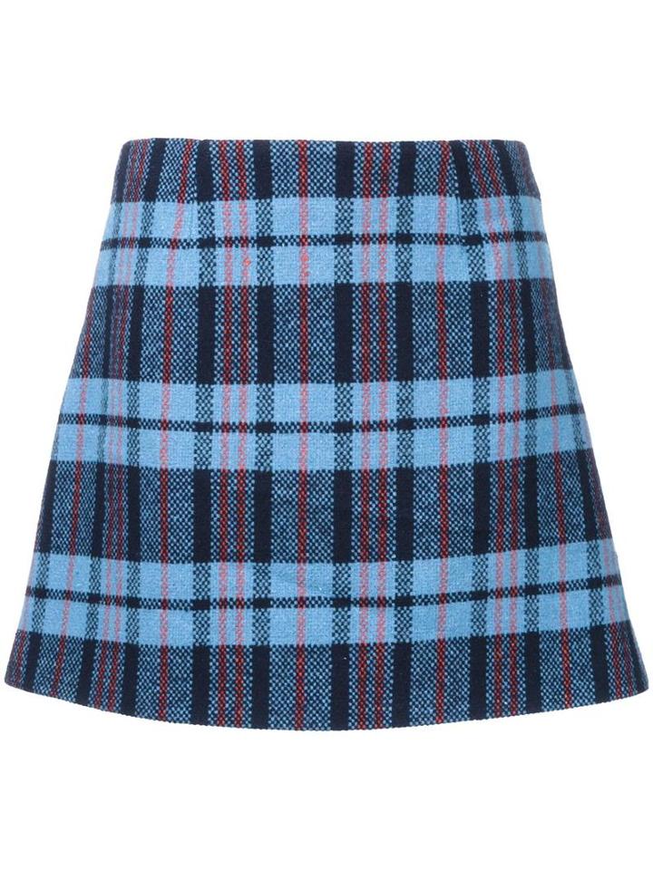 Fleamadonna Checked Mini Skirt, Women's, Size: Medium, Blue, Acrylic/wool