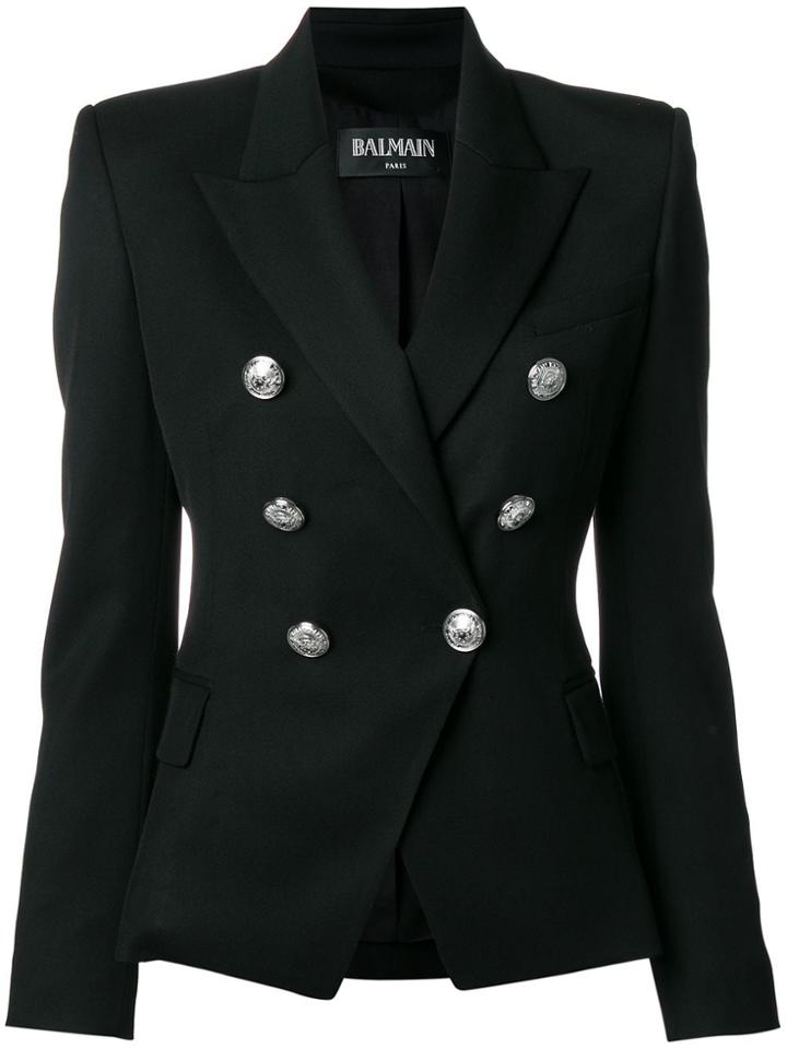 Balmain Peaked Lapel Blazer Jacket - Black