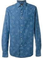 Gabriele Pasini Flower Print Shirt, Men's, Size: 41, Blue, Cotton
