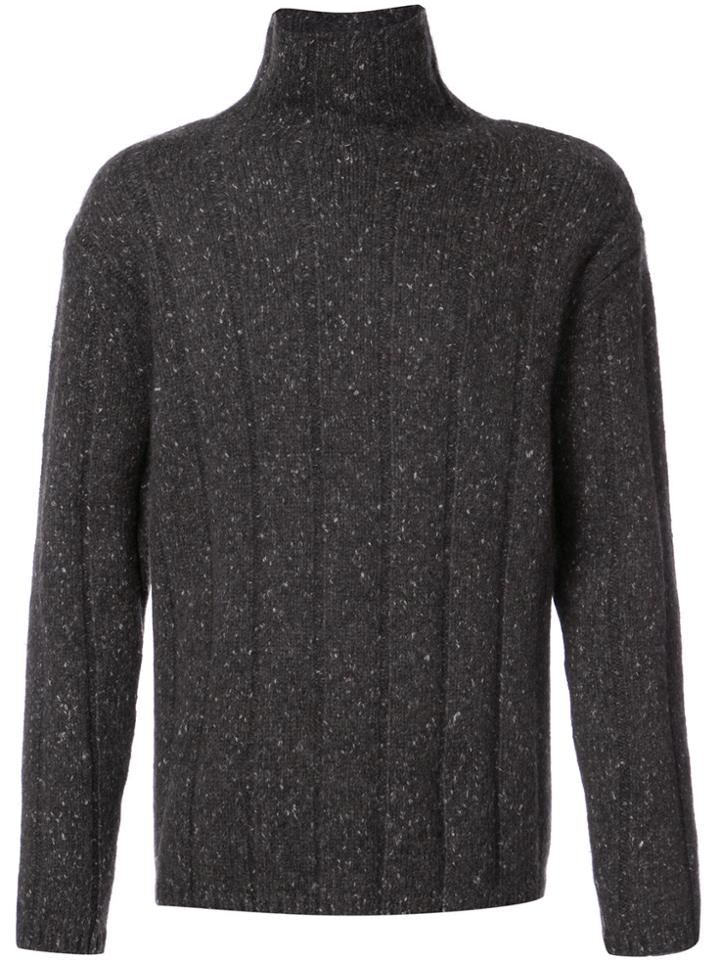 Theory Ribbed Roll-neck Jumper - Grey