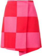 Msgm Checked Cross Front Skirt, Women's, Size: 38, Pink/purple, Wool/polyamide
