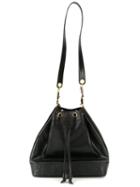 Chanel Vintage Embossed Logo Bucket Shoulder Bag, Women's, Black
