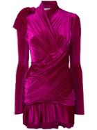 Balenciaga Long-sleeve Draped Dress - Purple