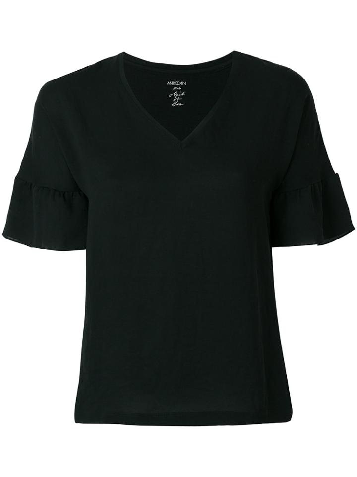 Marc Cain Ruffle Sleeved T-shirt - Black