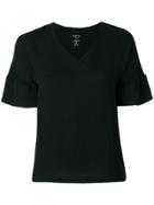 Marc Cain Ruffle Sleeved T-shirt - Black