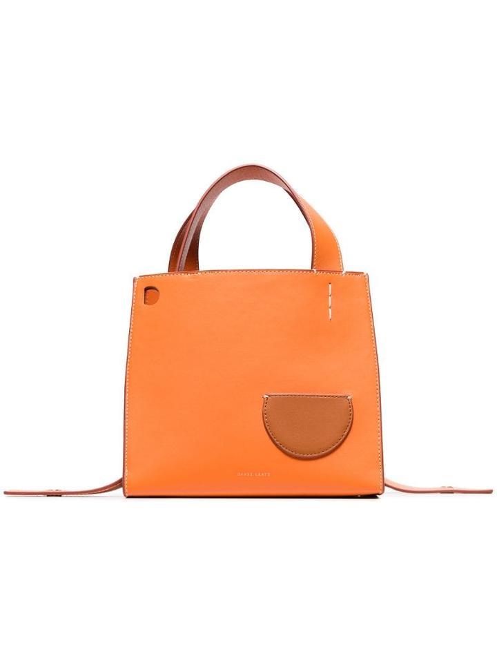 Danse Lente Orange Margot Outer Pocket Leather Tote Bag - Yellow