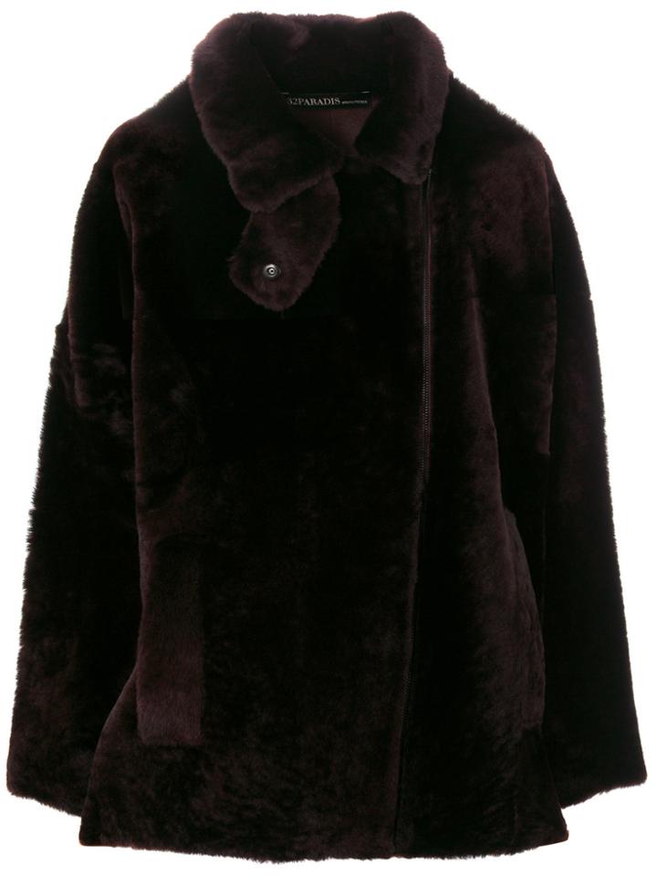 32 Paradis Sprung Frères Loose Fur Biker Jacket - Brown