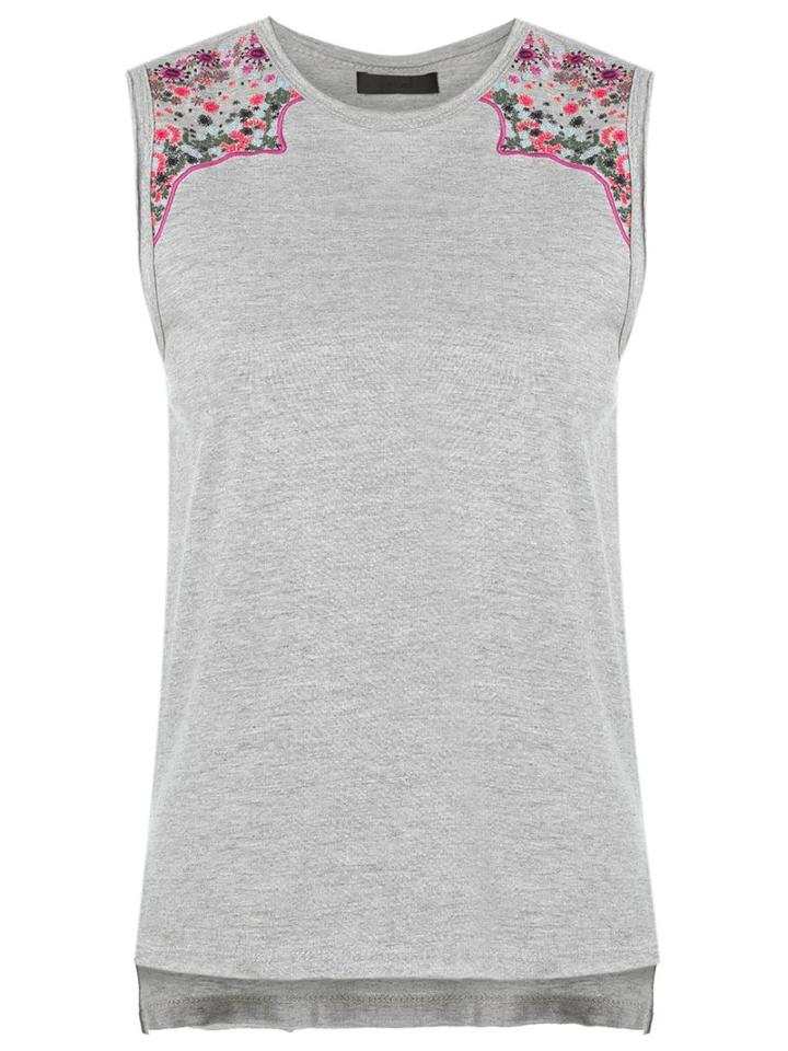 Talie Nk Embroidered Tank Top, Women's, Size: Medium, Grey, Cotton/polyester