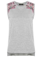 Talie Nk Embroidered Tank Top, Women's, Size: Medium, Grey, Cotton/polyester