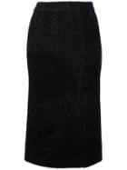 Calvin Klein Collection Glitter Effect Fitted Skirt, Women's, Size: 40, Black, Polyamide
