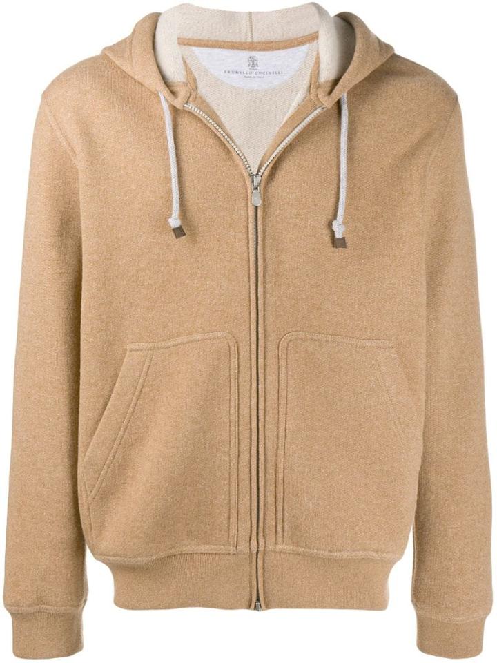 Brunello Cucinelli Zipped Drawstring Hoodie - Brown