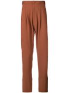 Maison Flaneur Pleated Tailored Trousers - Brown