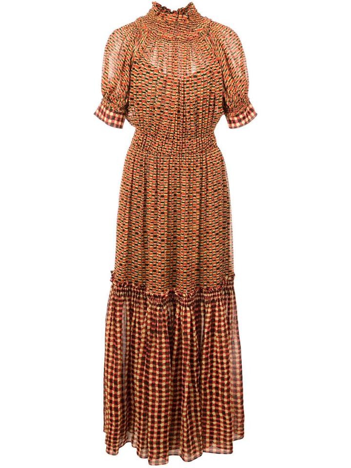 Proenza Schouler Crepe Chiffon Tiered Dress - Yellow