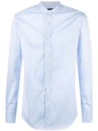 Emporio Armani Band Collar Shirt, Men's, Size: 40, Blue, Cotton