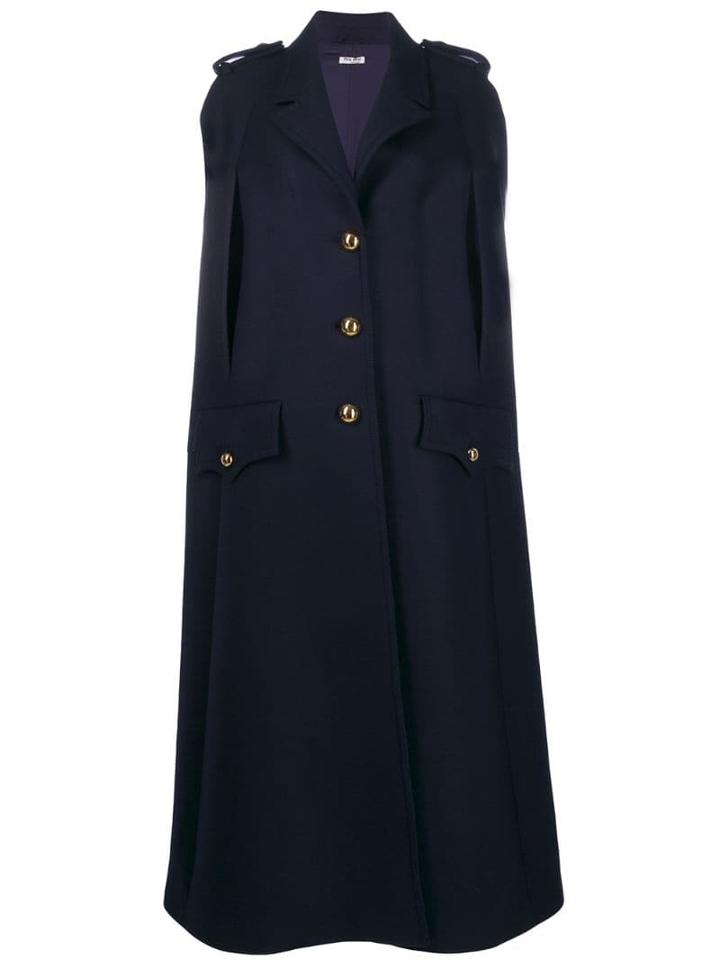 Miu Miu Slit Arms Long Coat - Blue