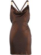 Versace Draped Front Mini Dress - Brown