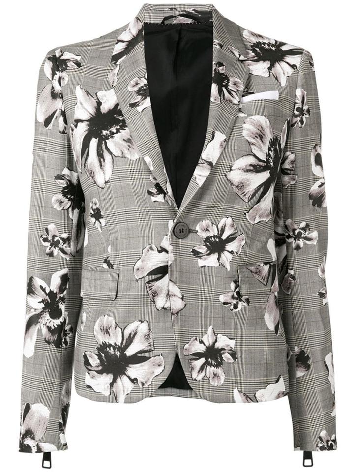 Neil Barrett Check Floral Blazer - Grey