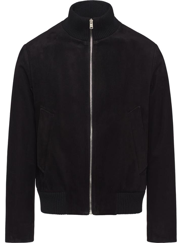 Prada Suede Bomber Jacket - Black