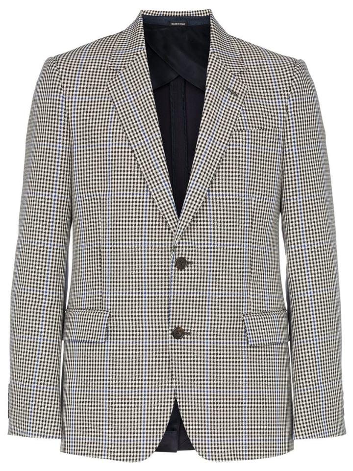 Alexander Mcqueen Houndstooth Cotton Blend Blazer - Blue