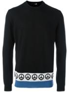 Love Moschino Peace Print Knit Sweater, Men's, Size: Xl, Black, Virgin Wool