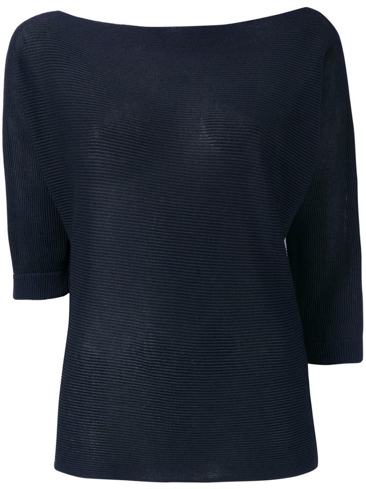 Armani Jeans - Cropped Sleeves Sweater - Women - Polyester/viscose - 44, Blue, Polyester/viscose