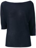 Armani Jeans - Cropped Sleeves Sweater - Women - Polyester/viscose - 44, Blue, Polyester/viscose