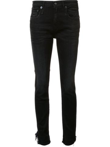 R13 'stratford' Raw Hem Jeans, Women's, Size: 27, Black, Viscose/cotton/polyamide